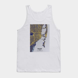 Miami City Map Yellow and Blue Tank Top